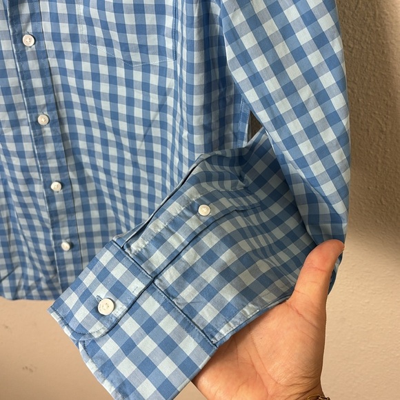 J. Crew Performance Slim Untucked Gingham Blue size Large - Picture 5 of 8